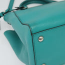 FENDI Petite To Jules Hand Bag Leather Silver Emerald Green Auth BA4473-9