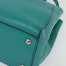 FENDI Petite To Jules Hand Bag Leather Silver Emerald Green Auth BA4473-16