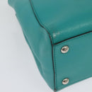 FENDI Petite To Jules Hand Bag Leather Silver Emerald Green Auth BA4473-17
