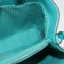 FENDI Petite To Jules Hand Bag Leather Silver Emerald Green Auth BA4473-21