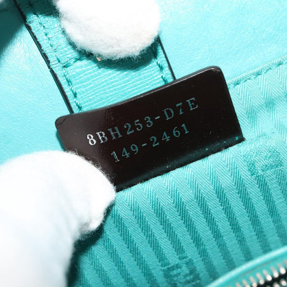 FENDI Petite To Jules Hand Bag Leather Silver Emerald Green Auth BA4473