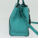 FENDI Petite To Jules Hand Bag Leather Silver Emerald Green Auth BA4473-3