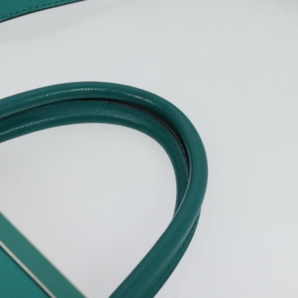 FENDI Petite To Jules Hand Bag Leather Silver Emerald Green Auth BA4473