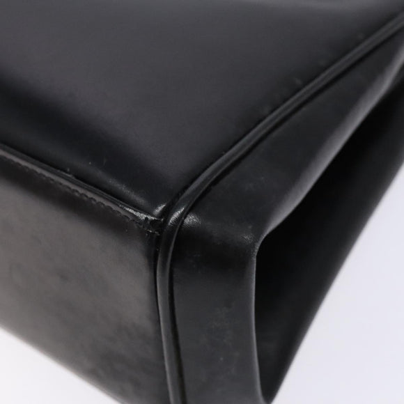 GUCCI Shoulder Bag Leather Vintage Black Gold Auth BA4474