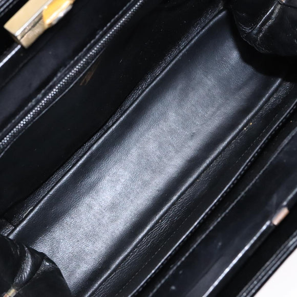 GUCCI Shoulder Bag Leather Vintage Black Gold Auth BA4474