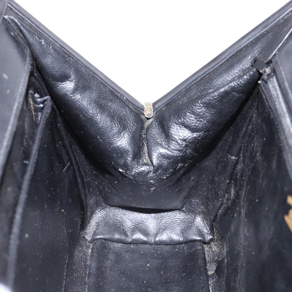 GUCCI Shoulder Bag Leather Vintage Black Gold Auth BA4474