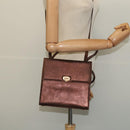 Salvatore Ferragamo Gancini Hand Bag Leather 2way Brown Gold Auth BA4475-24