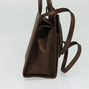 Salvatore Ferragamo Gancini Hand Bag Leather 2way Brown Gold Auth BA4475-3