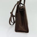 Salvatore Ferragamo Gancini Hand Bag Leather 2way Brown Gold Auth BA4475-4