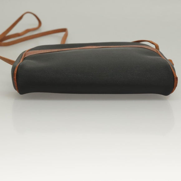 Christian Dior Shoulder Bag Leather PVC Black Brown Auth BA4478