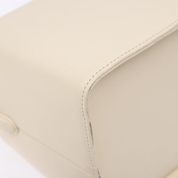 GIVENCHY Hand Bag Leather Cream Gold Auth BA4481