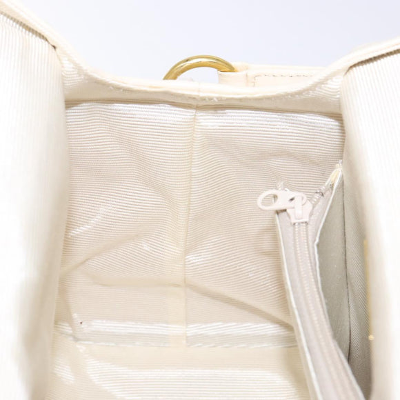 GIVENCHY Hand Bag Leather Cream Gold Auth BA4481