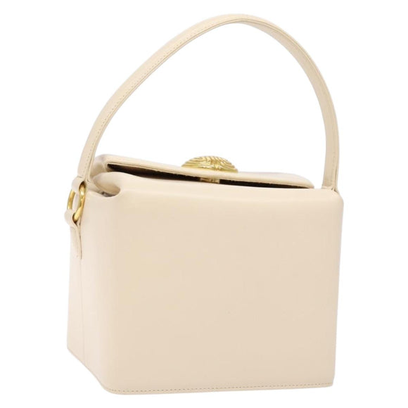GIVENCHY Hand Bag Leather Cream Gold Auth BA4481