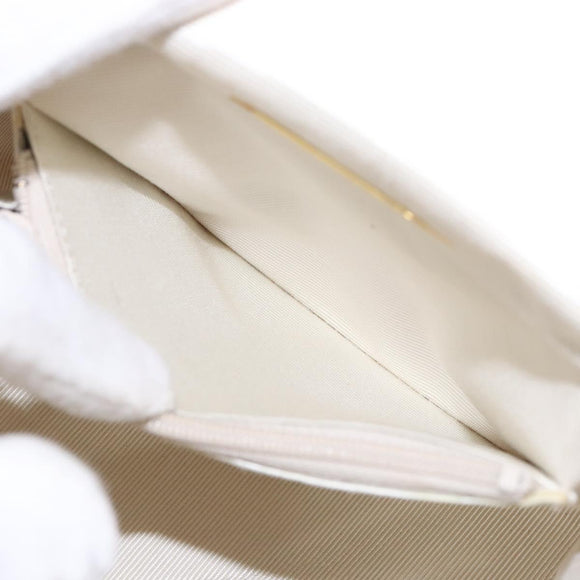 GIVENCHY Hand Bag Leather Cream Gold Auth BA4481