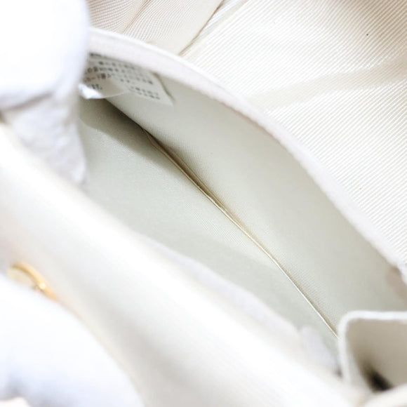 GIVENCHY Hand Bag Leather Cream Gold Auth BA4481