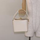 GIVENCHY Hand Bag Leather Cream Gold Auth BA4481-22