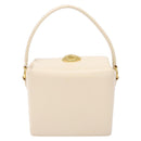 GIVENCHY Hand Bag Leather Cream Gold Auth BA4481-2