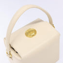 GIVENCHY Hand Bag Leather Cream Gold Auth BA4481-6