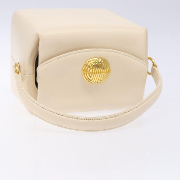 GIVENCHY Hand Bag Leather Cream Gold Auth BA4481