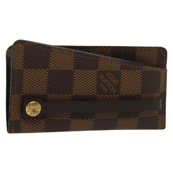 LOUIS VUITTON Damier Ebene Clochette Key Case N62661 LV Auth BA4483