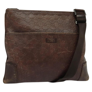 GUCCI GG Canvas Guccissima Shoulder Bag Leather Brown Silver 162914 Auth BA4492
