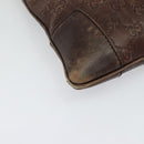 GUCCI GG Canvas Guccissima Shoulder Bag Leather Brown Silver 162914 Auth BA4492-10