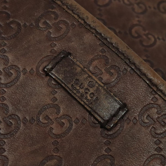 GUCCI GG Canvas Guccissima Shoulder Bag Leather Brown Silver 162914 Auth BA4492