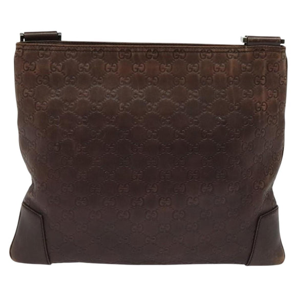 GUCCI GG Canvas Guccissima Shoulder Bag Leather Brown Silver 162914 Auth BA4492