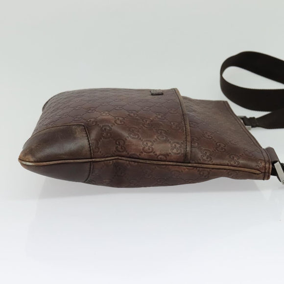 GUCCI GG Canvas Guccissima Shoulder Bag Leather Brown Silver 162914 Auth BA4492