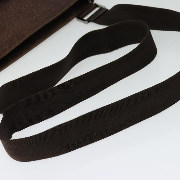 GUCCI GG Canvas Guccissima Shoulder Bag Leather Brown Silver 162914 Auth BA4492