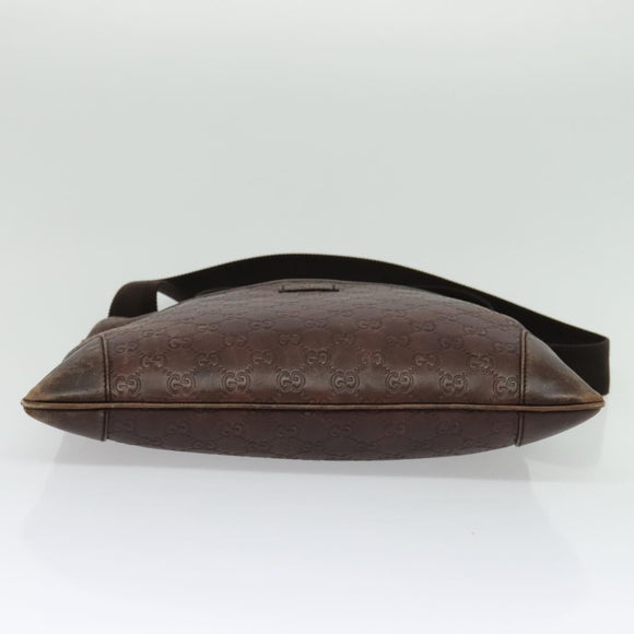 GUCCI GG Canvas Guccissima Shoulder Bag Leather Brown Silver 162914 Auth BA4492