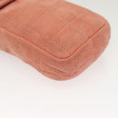 CHANEL Choco Bar Chain Shoulder Pouch Suede Pink Silver CC Auth BA4493-10