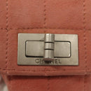 CHANEL Choco Bar Chain Shoulder Pouch Suede Pink Silver CC Auth BA4493-14