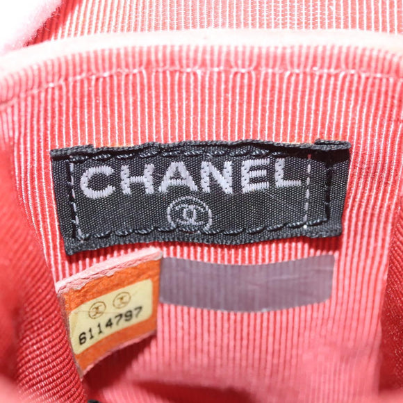 CHANEL Choco Bar Chain Shoulder Pouch Suede Pink Silver CC Auth BA4493