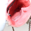 CHANEL Choco Bar Chain Shoulder Pouch Suede Pink Silver CC Auth BA4493-17