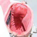 CHANEL Choco Bar Chain Shoulder Pouch Suede Pink Silver CC Auth BA4493-18