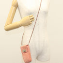 CHANEL Choco Bar Chain Shoulder Pouch Suede Pink Silver CC Auth BA4493-21