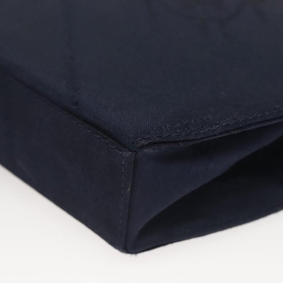 CARTIER Chain Shoulder Bag Cotton Navy Gold Auth BA4502