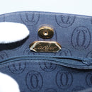 CARTIER Chain Shoulder Bag Cotton Navy Gold Auth BA4502-16