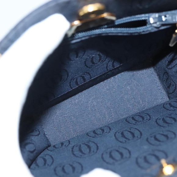 CARTIER Chain Shoulder Bag Cotton Navy Gold Auth BA4502
