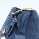 CARTIER Chain Shoulder Bag Cotton Navy Gold Auth BA4502-18