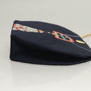 CARTIER Chain Shoulder Bag Cotton Navy Gold Auth BA4502-4