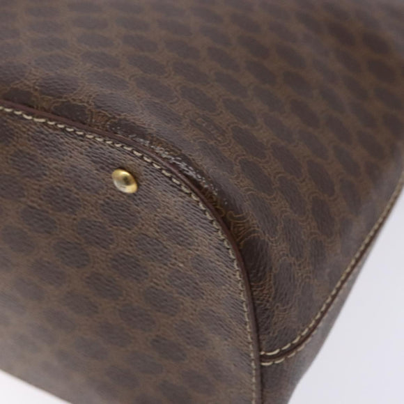 CELINE Macadam Canvas Hand Bag PVC Leather Brown Gold Auth BA4505