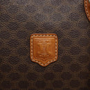 CELINE Macadam Canvas Hand Bag PVC Leather Brown Gold Auth BA4505-19