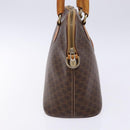 CELINE Macadam Canvas Hand Bag PVC Leather Brown Gold Auth BA4505-3
