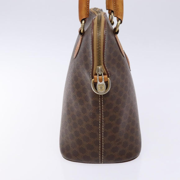 CELINE Macadam Canvas Hand Bag PVC Leather Brown Gold Auth BA4505