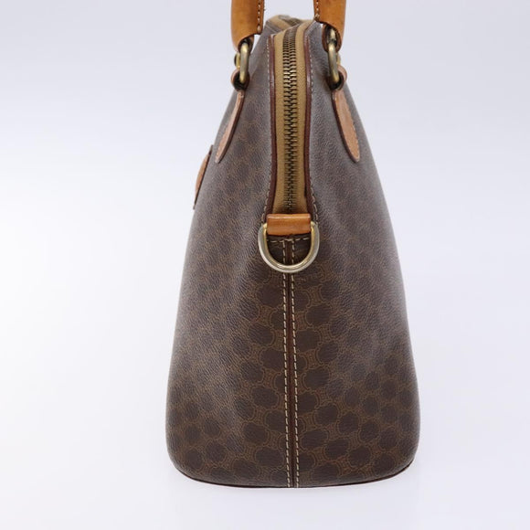 CELINE Macadam Canvas Hand Bag PVC Leather Brown Gold Auth BA4505