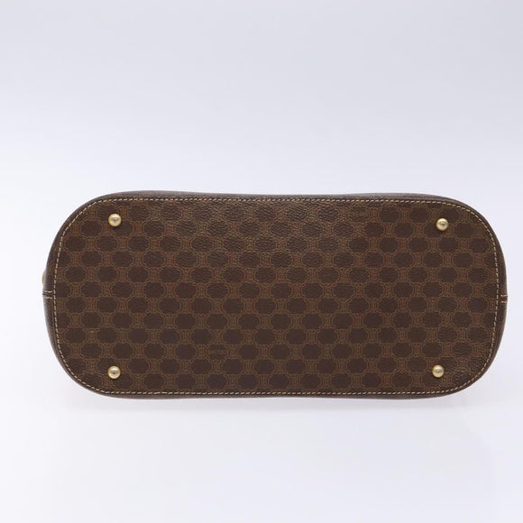 CELINE Macadam Canvas Hand Bag PVC Leather Brown Gold Auth BA4505