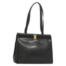 Salvatore Ferragamo Tote Bag Embossed Leather Black Gold Auth BA4507-1