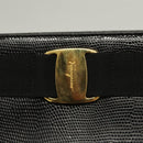 Salvatore Ferragamo Tote Bag Embossed Leather Black Gold Auth BA4507-14